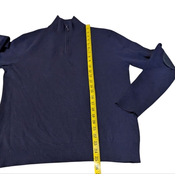 Bloomingdales Mens Store Cashmere Sweater Quater 1/4 Zip Elbow Patches Academia - Picture 6 of 7